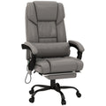 Gray massage office chair with reclining feature on a white background