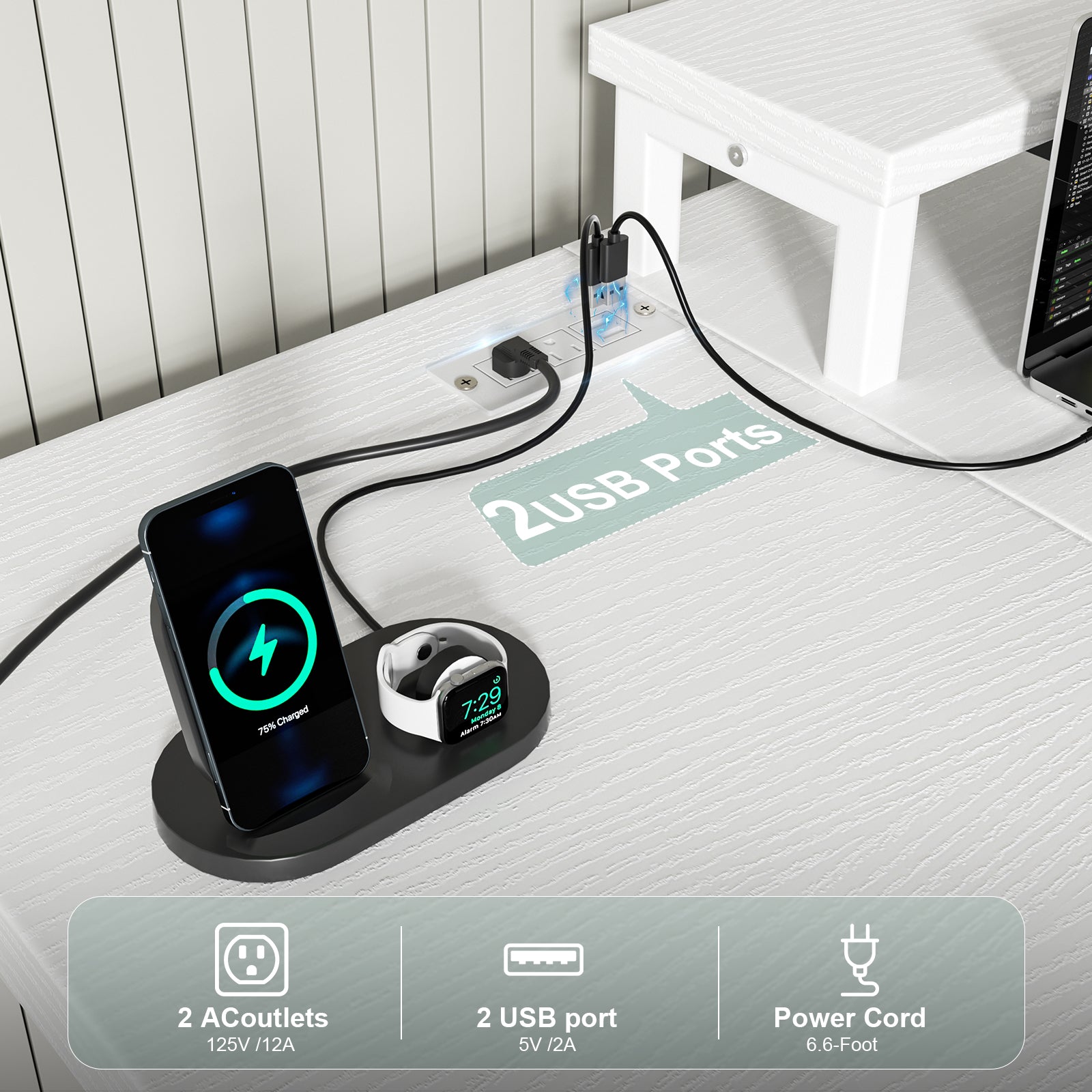 180cm White Computer Desk - Thick Desktop Board