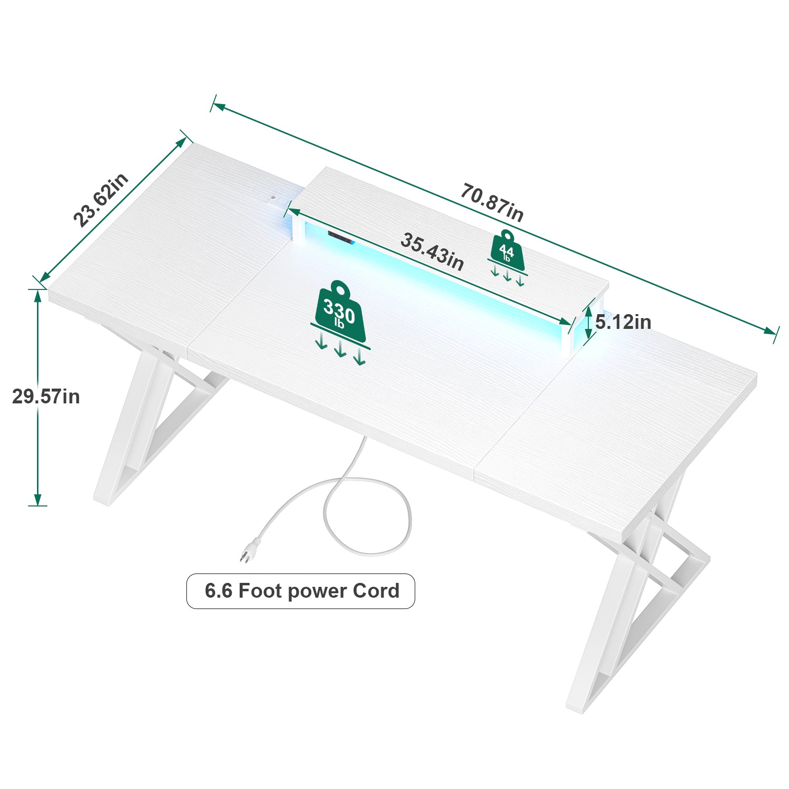 180cm White Computer Desk - Thick Desktop Board
