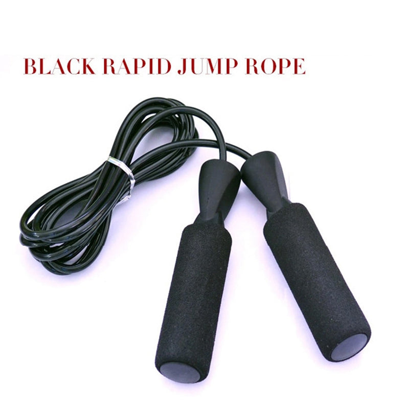 Black rapid jump rope on a white background with text 'BLACK RAPID JUMP ROPE'.