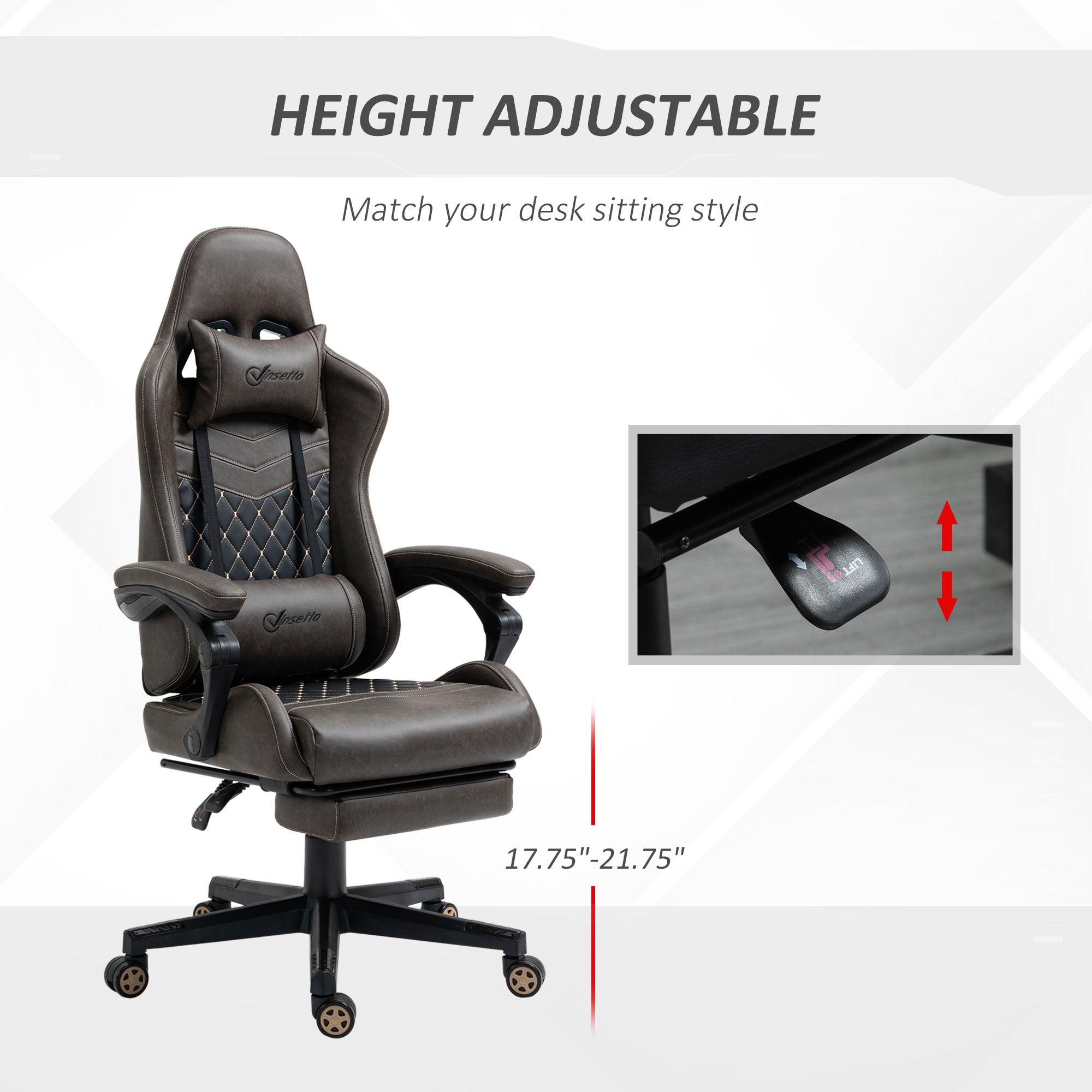 Height adjustable office chair with a focus on adjustability feature.