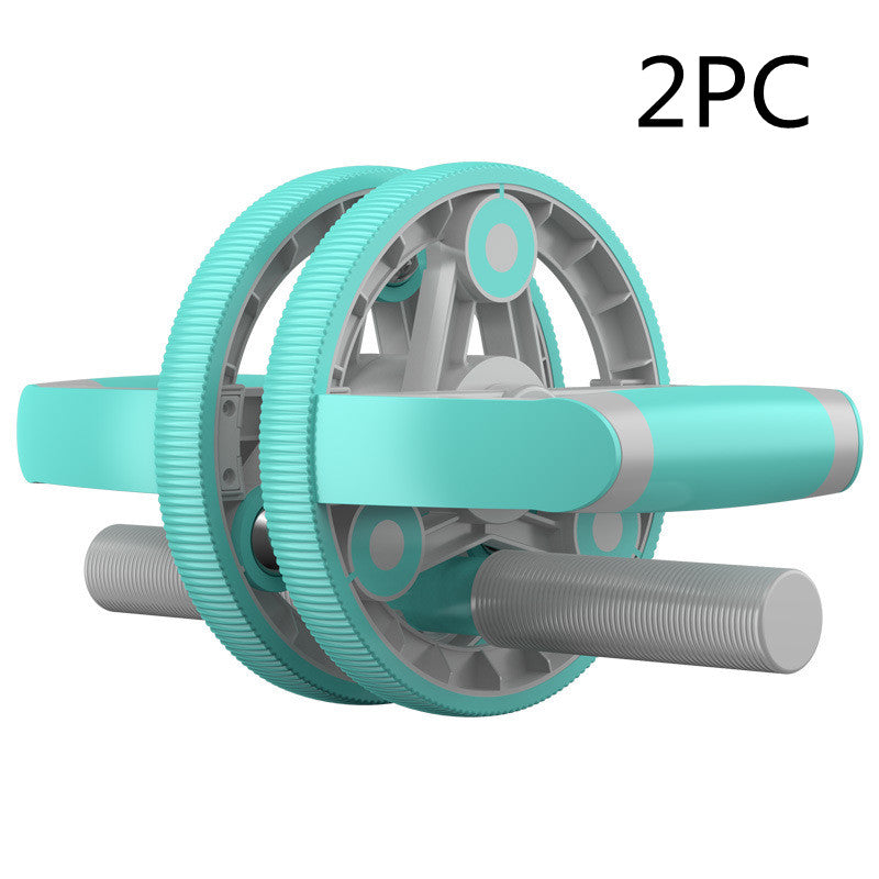 Turquoise and gray ab roller with '2PC' text on a white background