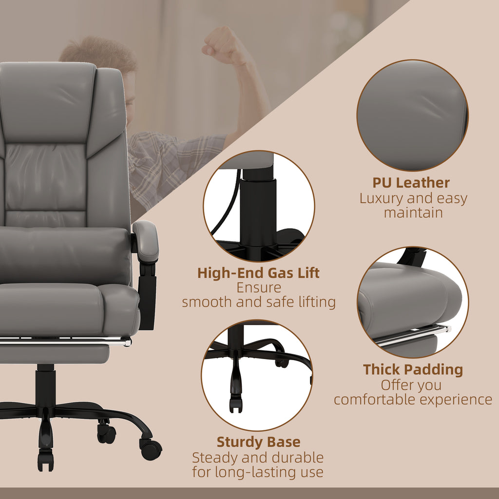 Gray office chair with features highlighted on a beige background