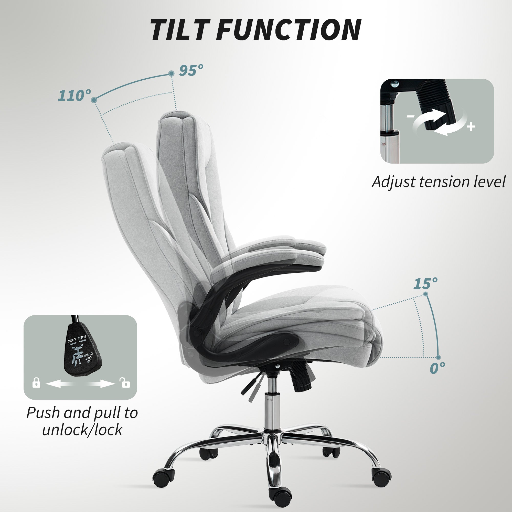 Ergonomic office chair with tilt function illustration on a white background