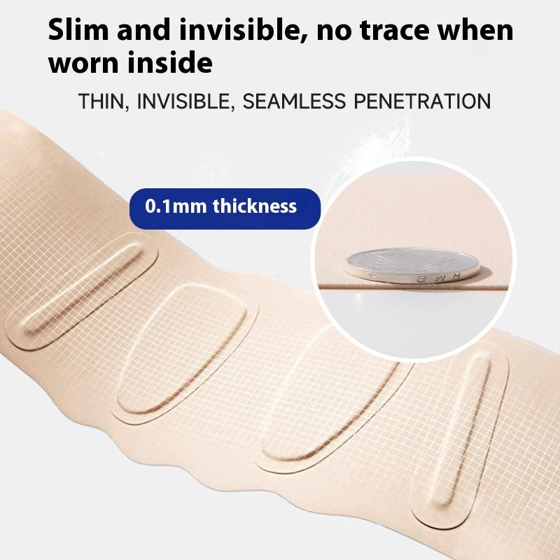 Thin, beige undergarment with text highlighting its slim and invisible properties.