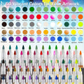 Color swatches and markers with 60 vibrant color options for artwork.