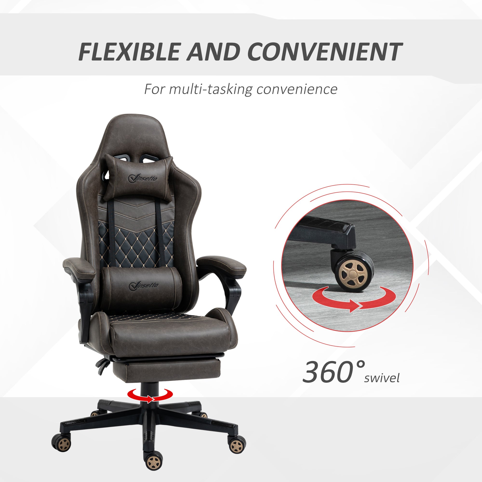 Black office chair with 360-degree swivel feature on a white background