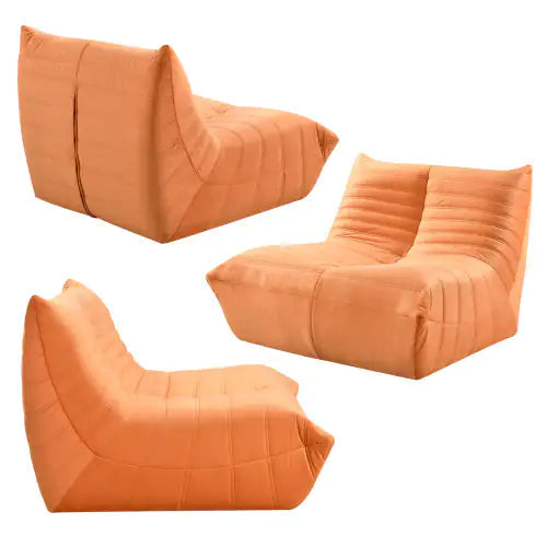 Fireside Chair, Large Bean Bag Chair For Adults, Lazy Floor Sofa For Home, Playing Bean Bag Chair, One-piece High Resilience Sponge, Flannelette Fabric, Orange