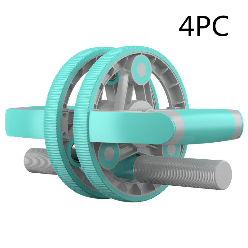 Turquoise and gray ab roller with '4PC' text on a white background
