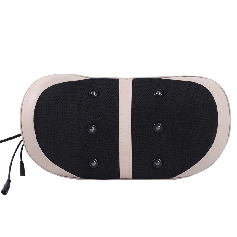 Black and beige massage pillow on a white background
