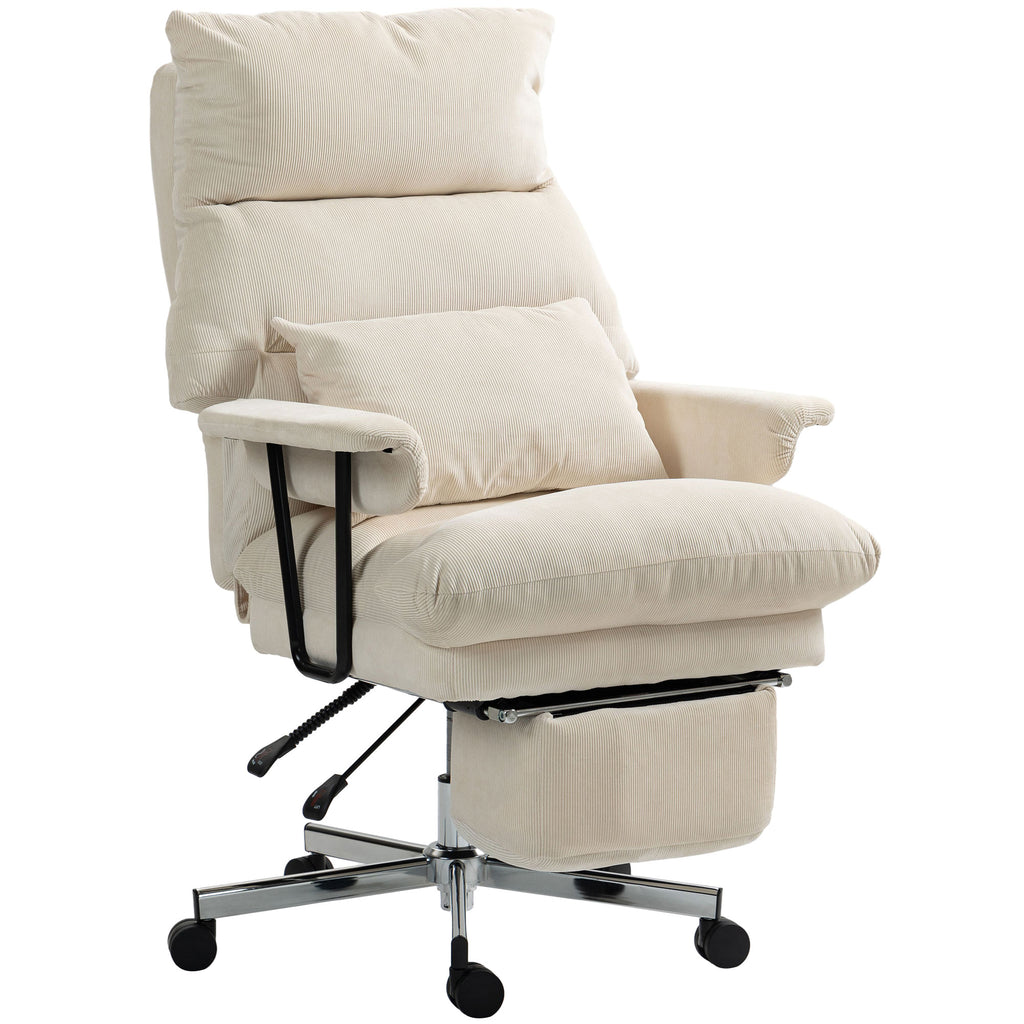 Beige recliner chair with wheels on a white background