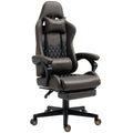 Brown gaming chair with quilted design on a white background