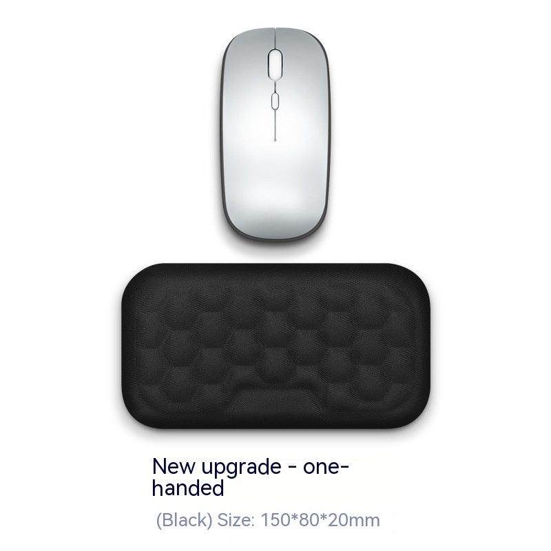 Wireless mouse and black mouse pad on a white background