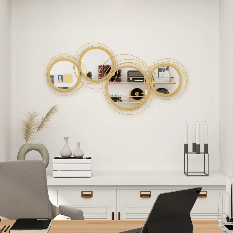 Modern office interior with decorative mirrors on the wall