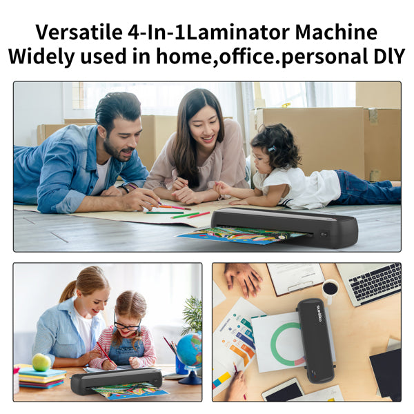 Versatile 4-in-1 laminator machine used in home, office, and personal DIY settings.