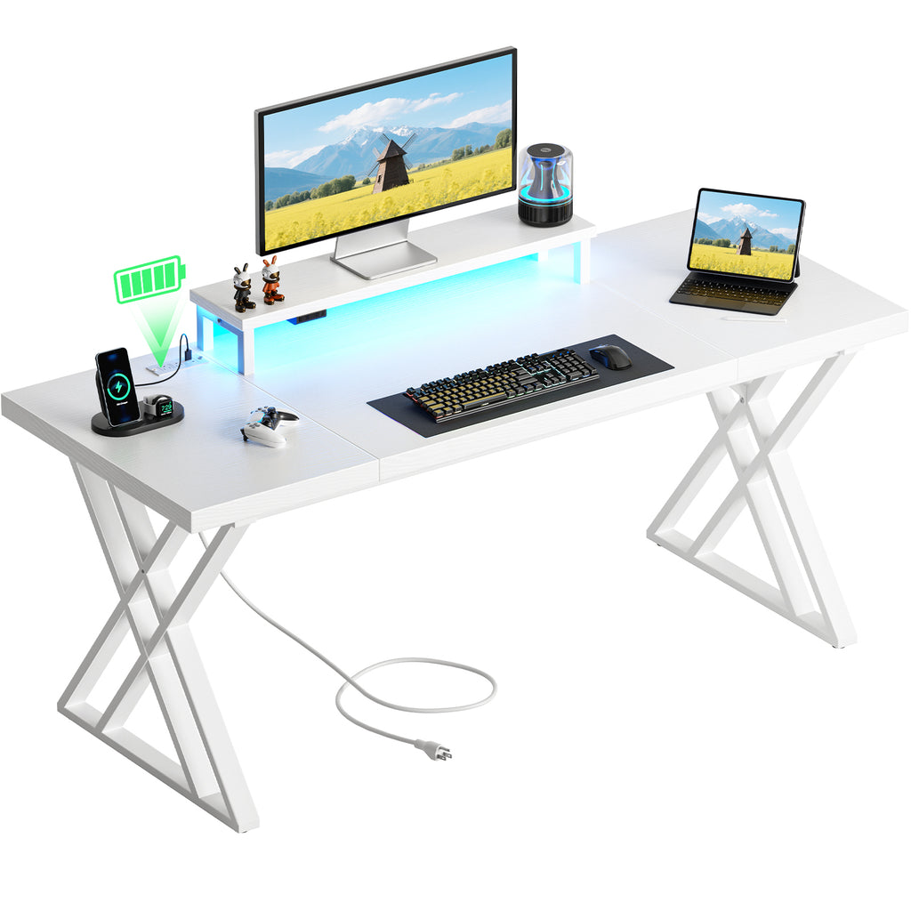180cm White Computer Desk - Thick Desktop Board