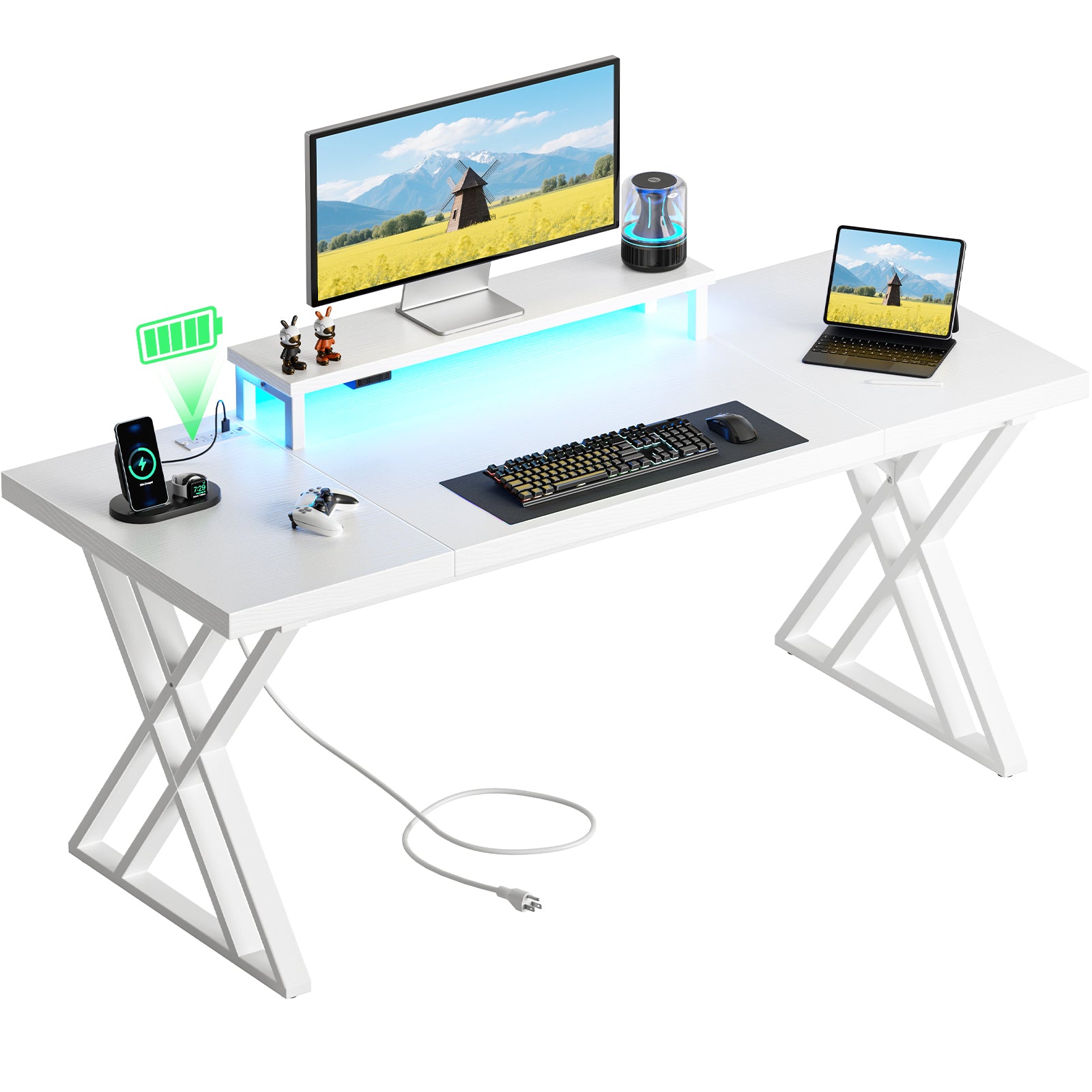 180cm White Computer Desk - Thick Desktop Board