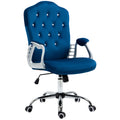 Blue office chair with chrome frame on a white background
