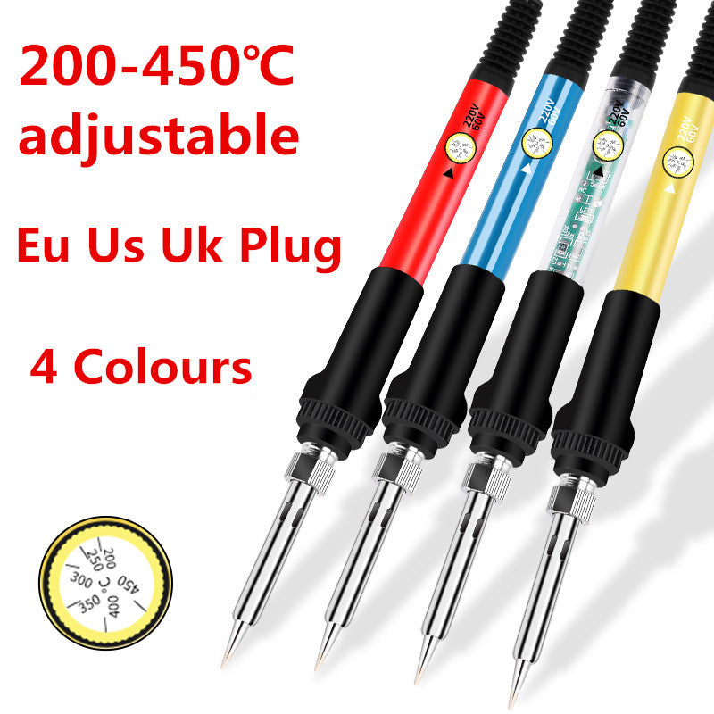 Set of four adjustable soldering iron tips with color labels on a white background.