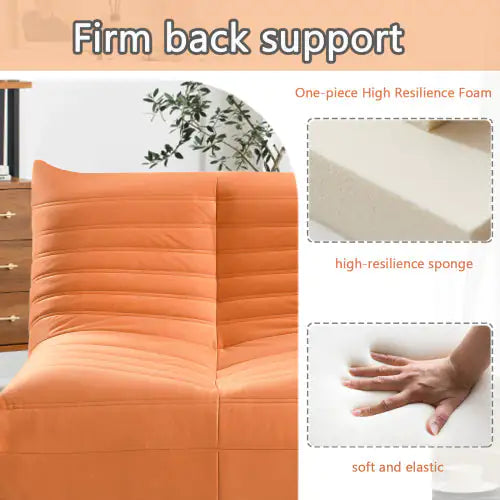 Fireside Chair, Large Bean Bag Chair For Adults, Lazy Floor Sofa For Home, Playing Bean Bag Chair, One-piece High Resilience Sponge, Flannelette Fabric, Orange